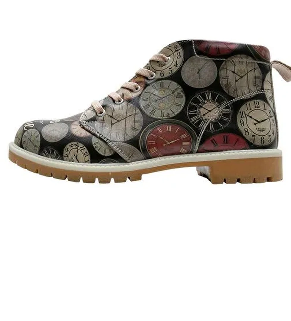 Erkek Vegan Deri Çok Renkli Bilekte Bot - Time Waits For No-One Tasarım - Görsel 1