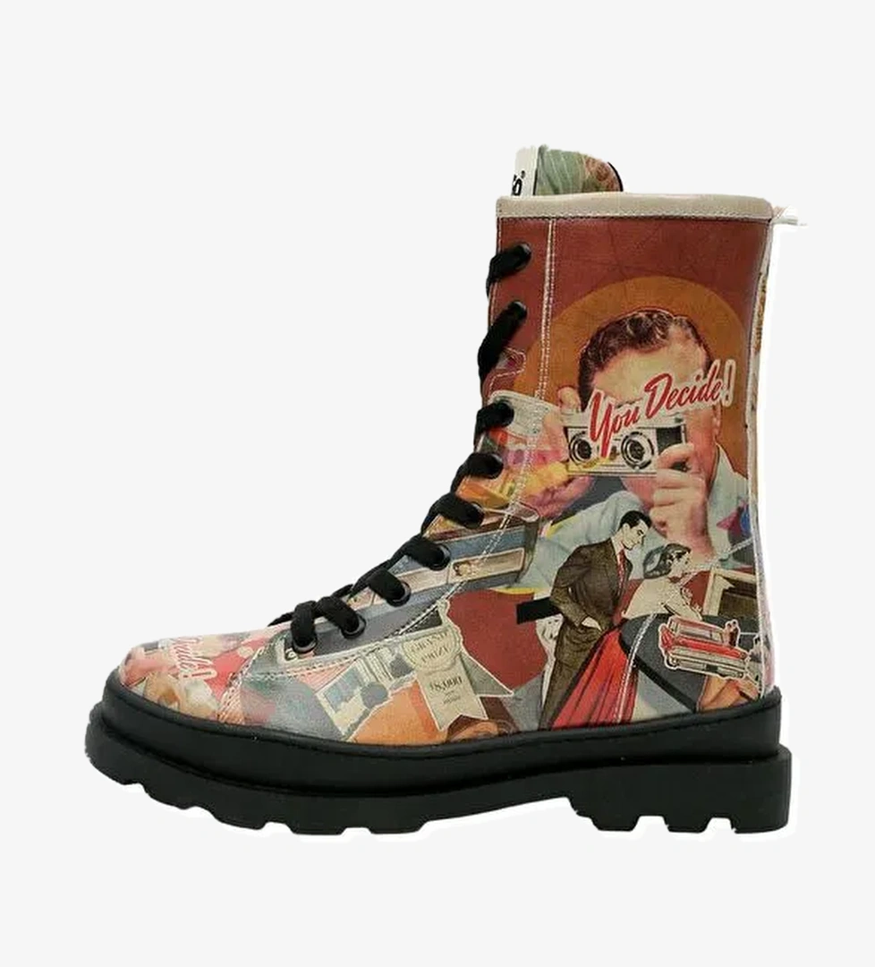 Kadın Vegan Deri Çok Renkli Uzun Bot - You Decide Tasarım - Görsel 1