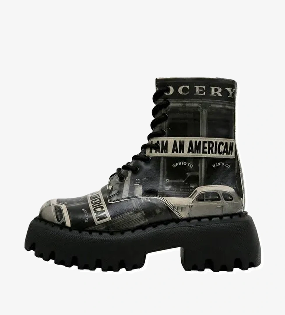 Kadın Vegan Deri Siyah Uzun Bot - I am an American Tasarım - Görsel 1