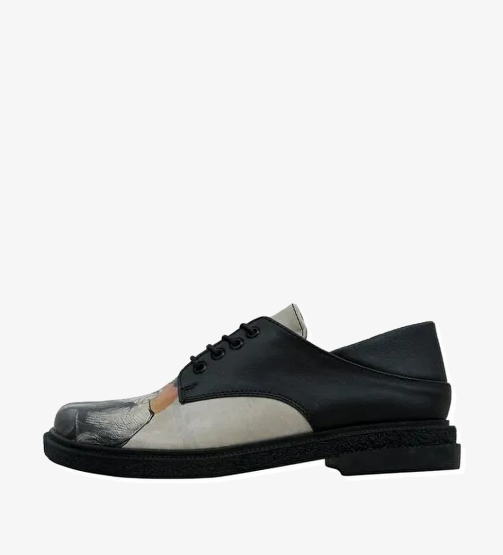 Kadın Vegan Deri Siyah Günlük Ayakkabı - Sunset Animals Tasarım - Görsel 1