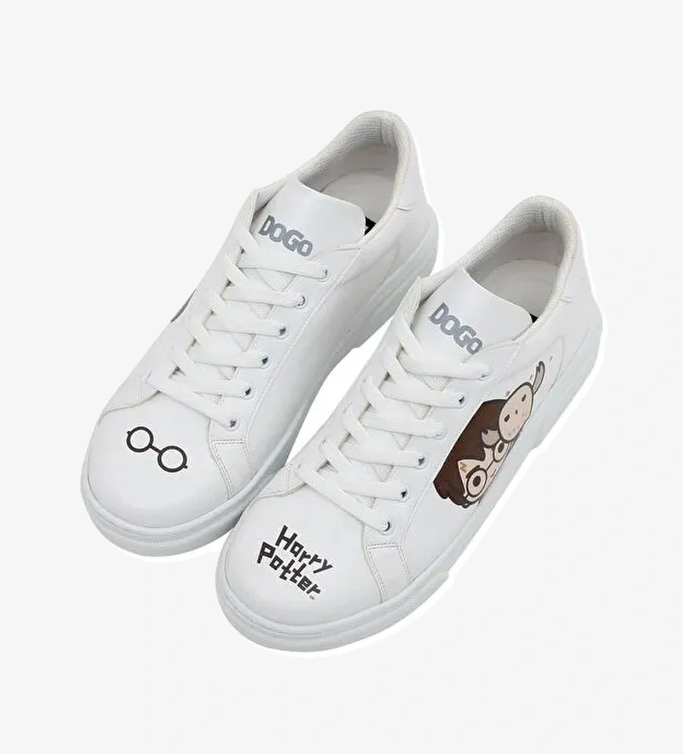 Kadın Vegan Deri Beyaz Sneakers - Friends Till Eternity Harry Potter Tasarım - Görsel 1