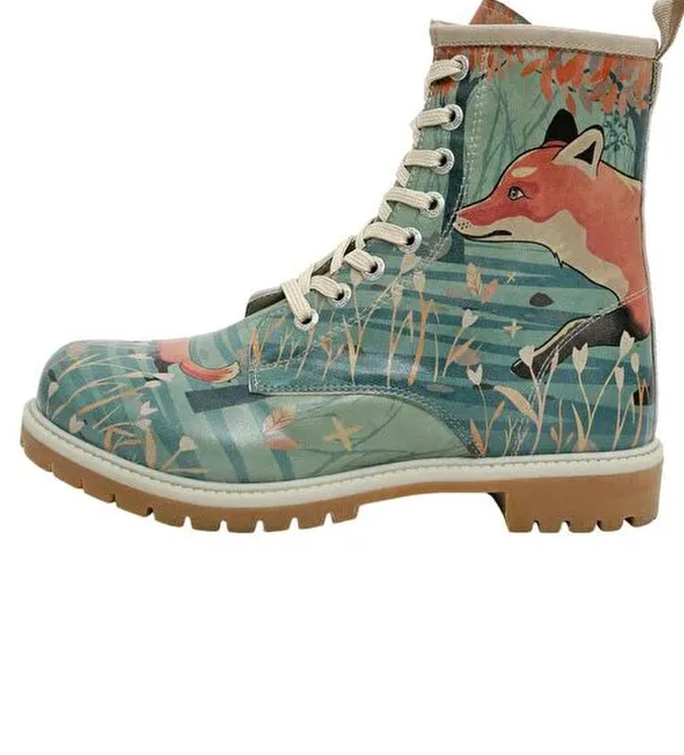 Kadın Vegan Deri Turkuaz Uzun Bot - Like The Fox Tasarım - Görsel 1