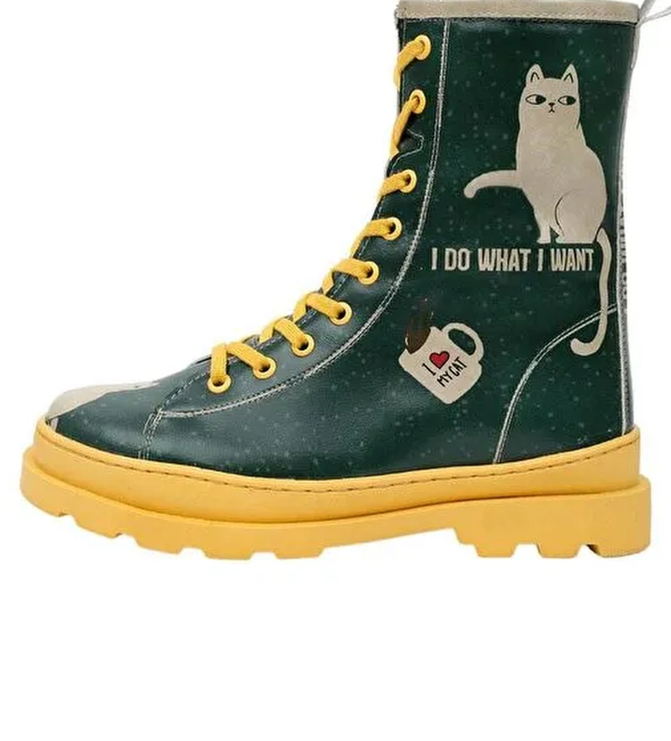 Kadın Vegan Deri Çok Renkli Uzun Bot - I Do What I Want Tasarım - Görsel 1