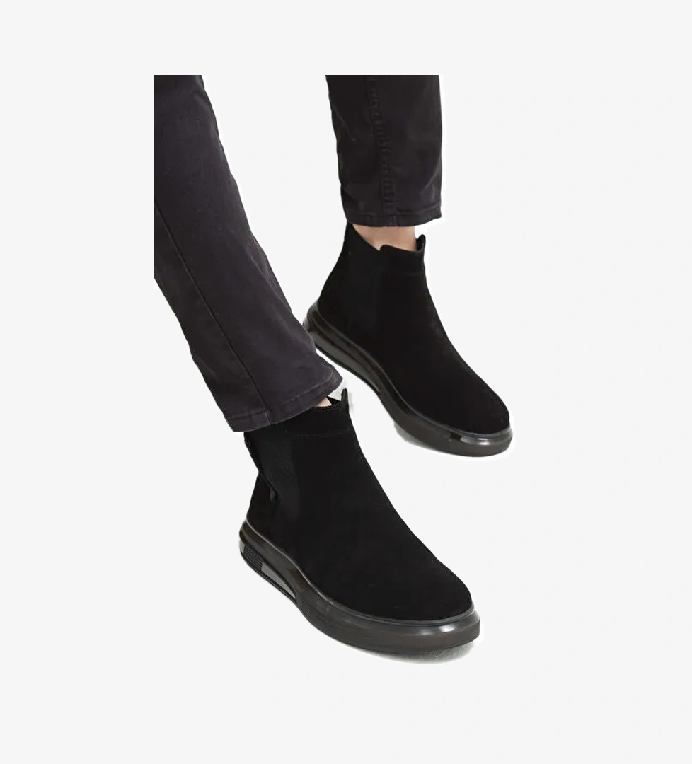 Tnc Sports Erkek Hakiki Deri Siyah Süet Casual Bot - Görsel 1