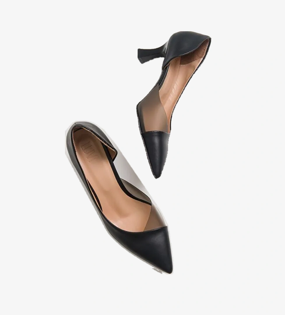 353 Siyah Cilt Topuklu Kadın Ayakkabı - Görsel 1