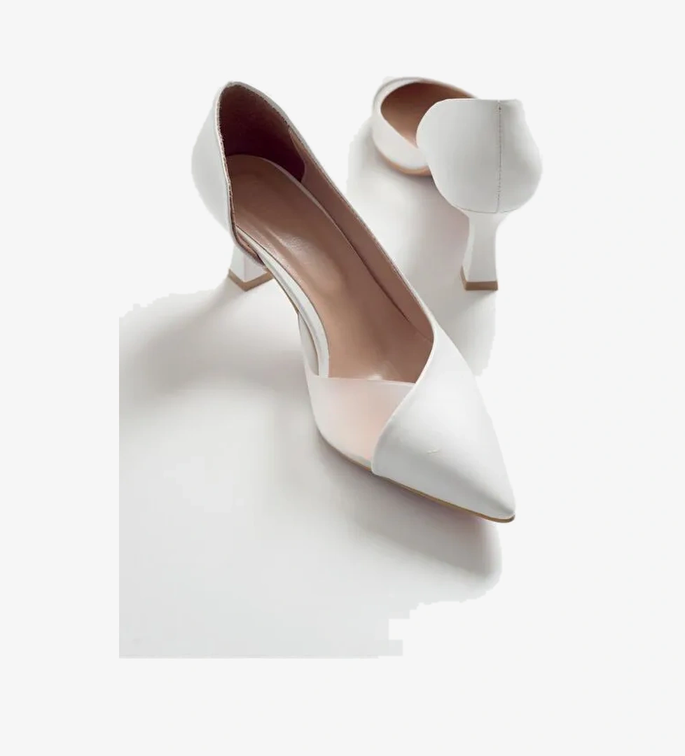 353 Beyaz Cilt Topuklu Kadın Ayakkabı - Görsel 1