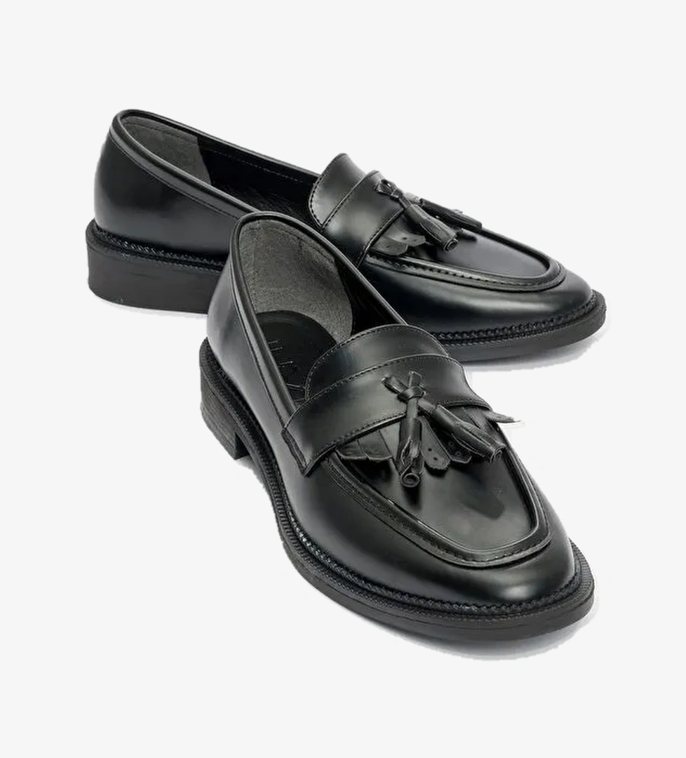 LİLY Siyah Rugan Kadın Loafer - Görsel 1