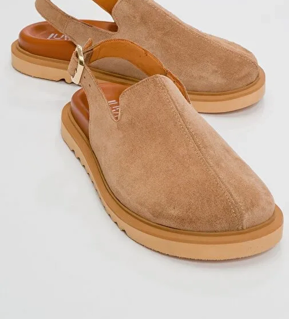 LABY Toprak Süet Hakiki Deri Kadın Sandalet - Görsel 1