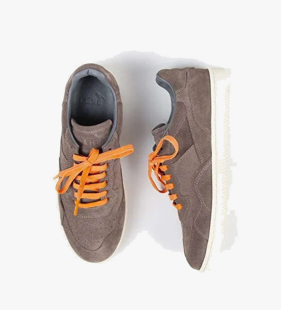 Krahe Zeus Erkek Hakiki Deri El Boyamalı Bağcık Ve İki Yedek Bağcıklı Vizon Sneakers - Görsel 1