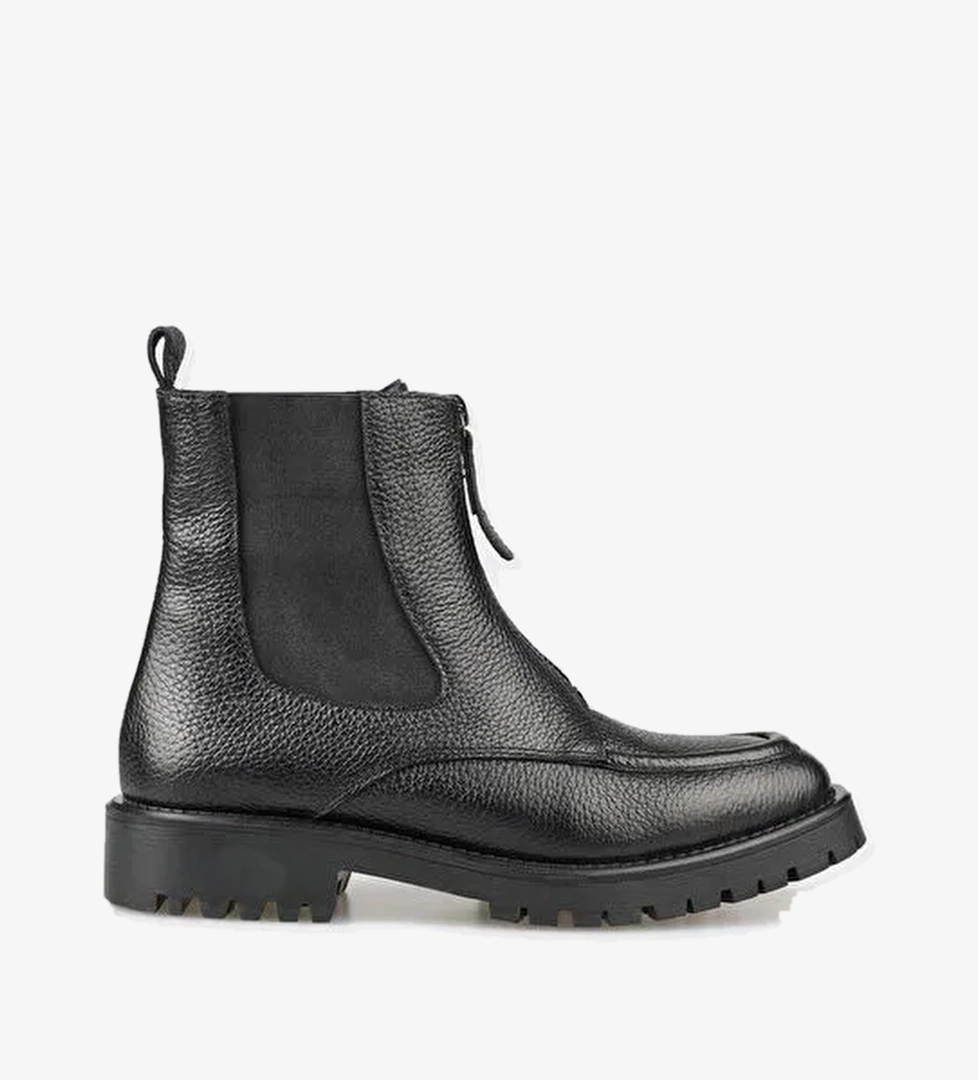 Siyah Deri Kadın Günlük Bot - Görsel 1