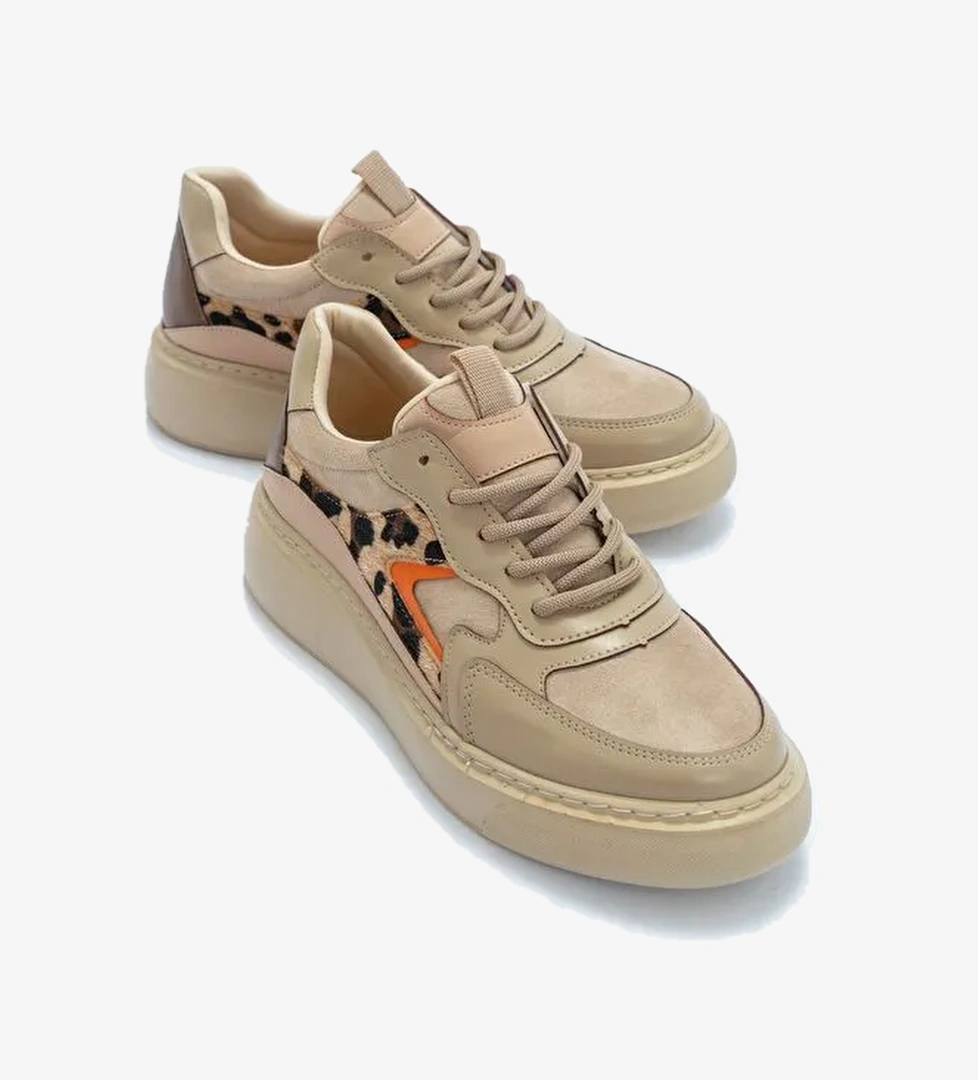 AERE Bej Desenli Kadın Spor Ayakkabı - Görsel 1