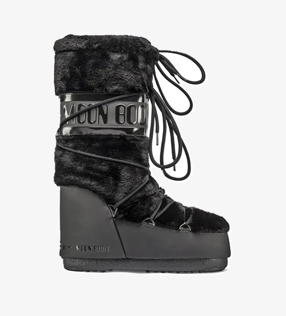 Kadın Bot (Kar) 80D1408900-N001 Moon Boot Classic Faux Fu Black - Görsel 1