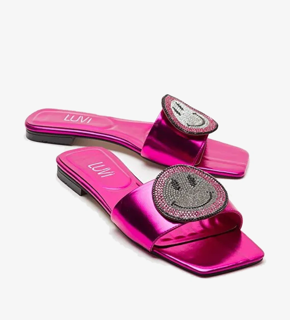 YAVN Fuşya Taşlı Kadın Terlik - Görsel 1