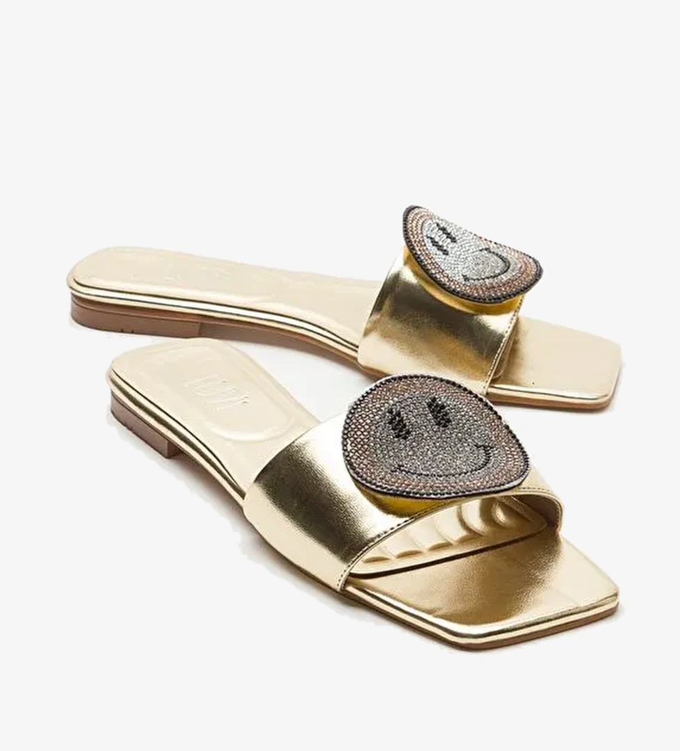 YAVN Altın Taşlı Kadın Terlik - Görsel 1