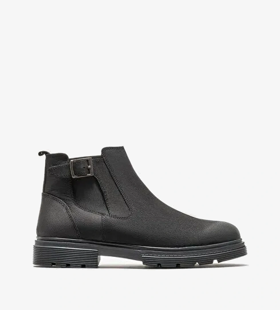 Siyah Deri Erkek Günlük Bot - Görsel 1