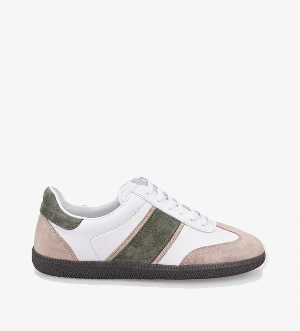 Cabani Ayakkabı Beyaz-Haki Kadın Sneaker 124602R - Görsel 1