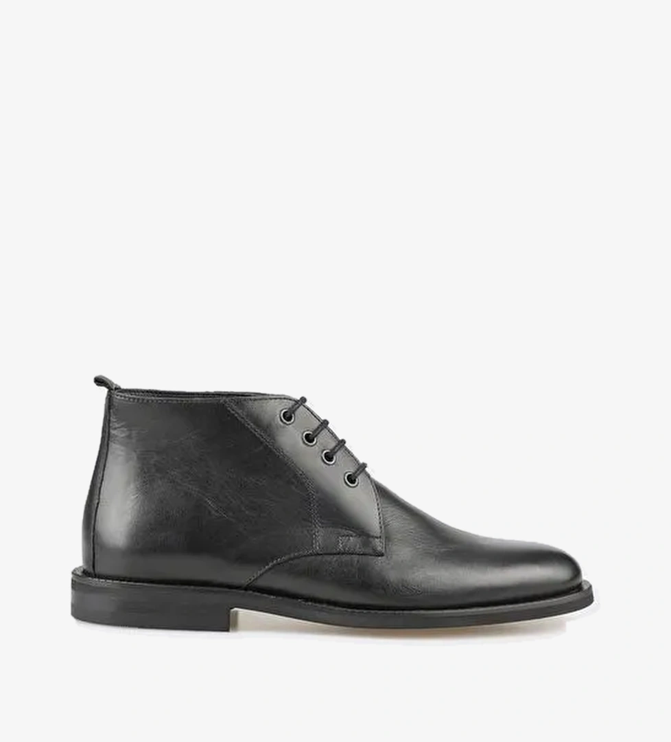 Siyah Deri Kadın Klasik Bot - Görsel 1