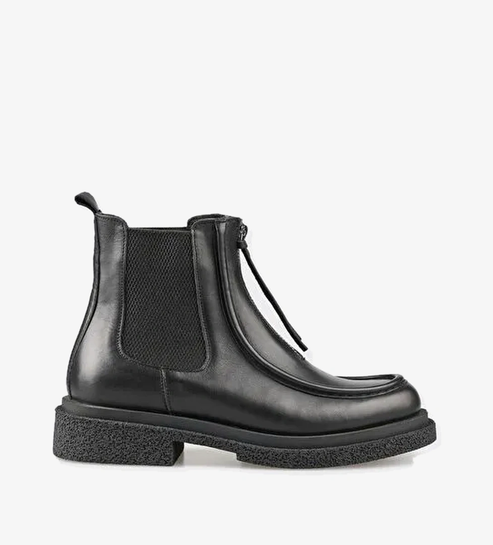 Siyah Deri Kadın Günlük Bot - Görsel 1