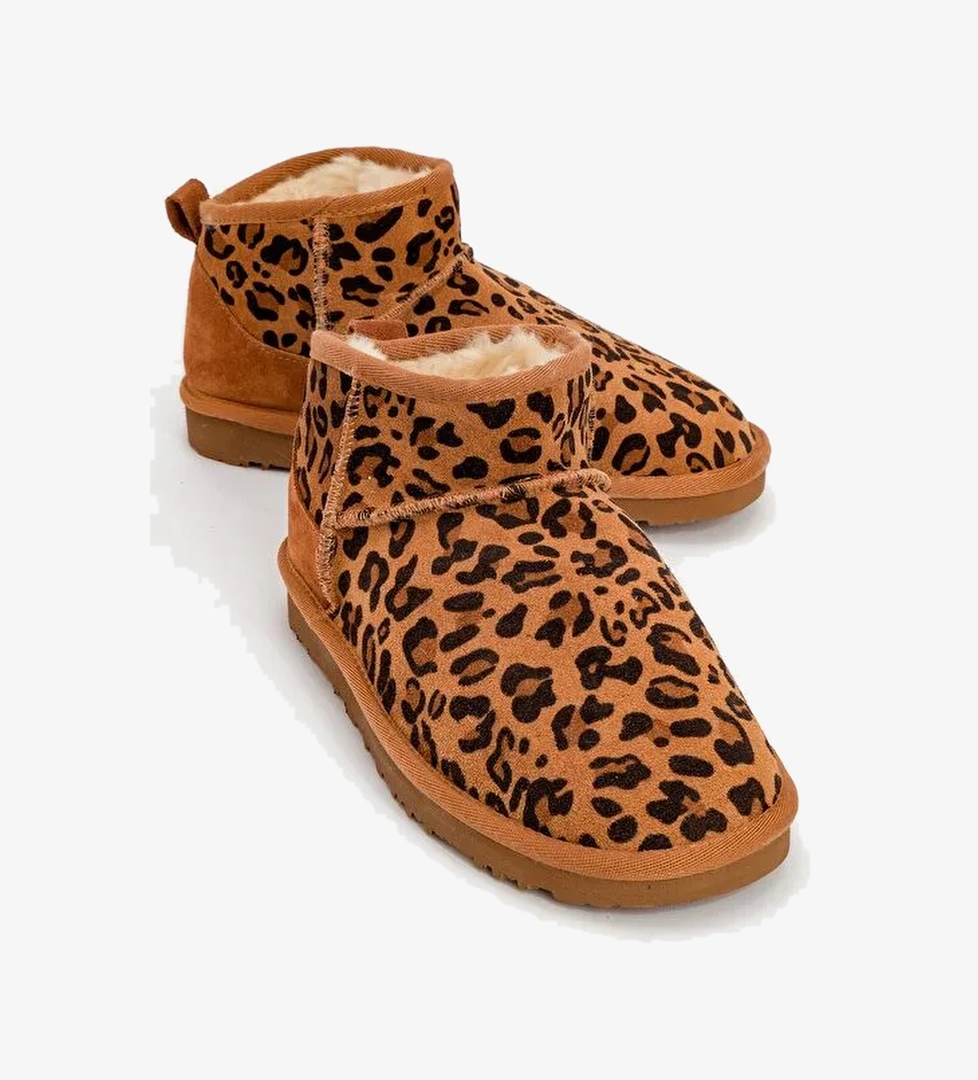 ZAZ Taba Desenli Hakiki Deri Kadın Bilekte Bot - Görsel 1