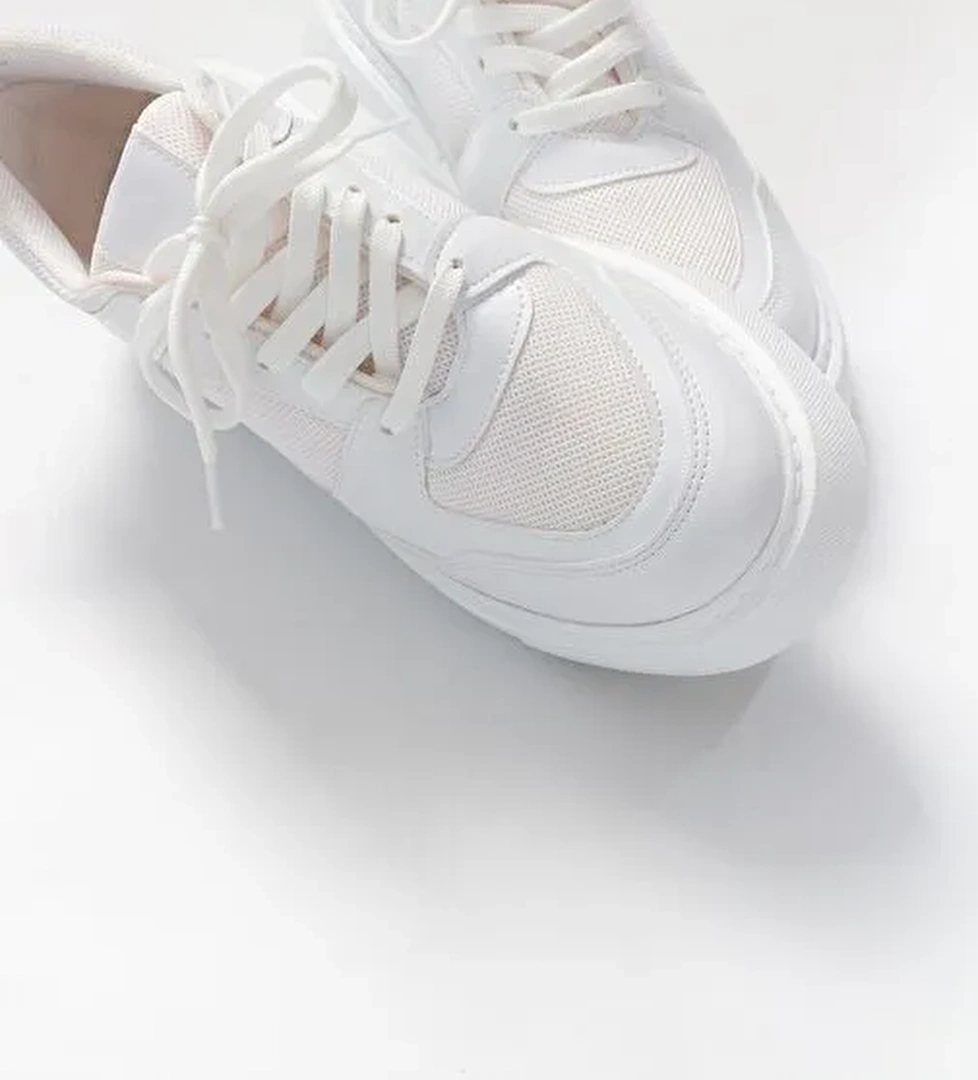 PURE Beyaz Cilt Fileli Kadın Spor Ayakkabı - Görsel 1