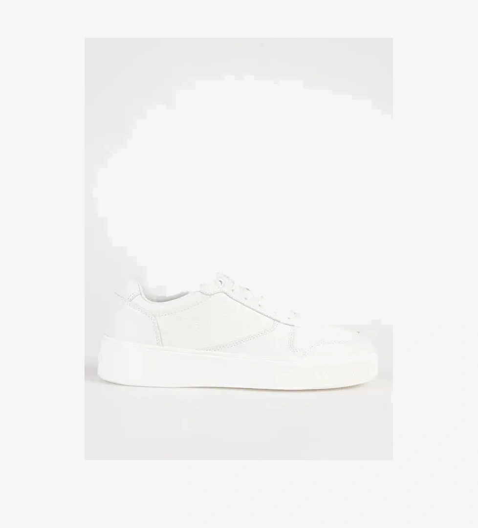 Calvin Klein Beyaz Erkek Deri Sneaker LOW TOP LACE UP BSKT LTH