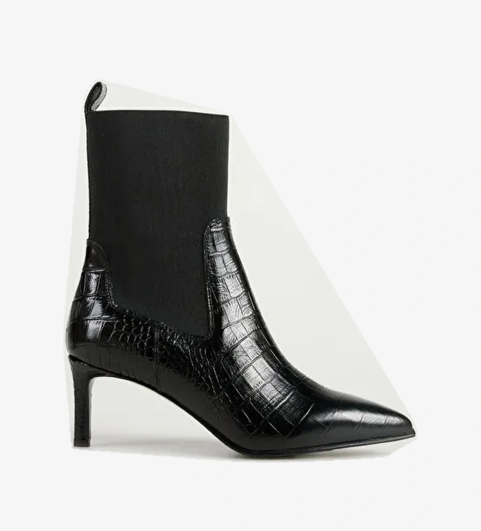 George Hogg Siyah Kadın Deri Bot 3514-5FW - Görsel 1