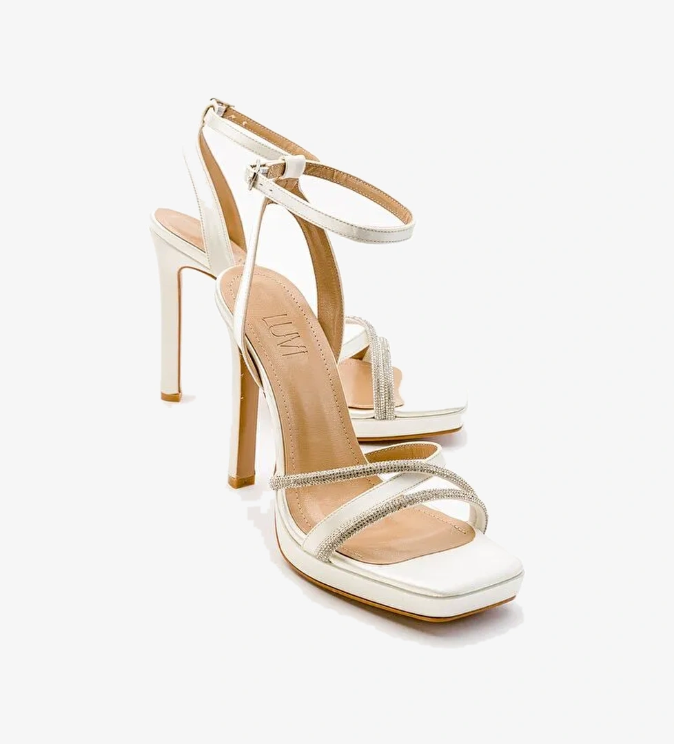 OSEA Ekru Bej Saten Kadın Topuklu Ayakkabı