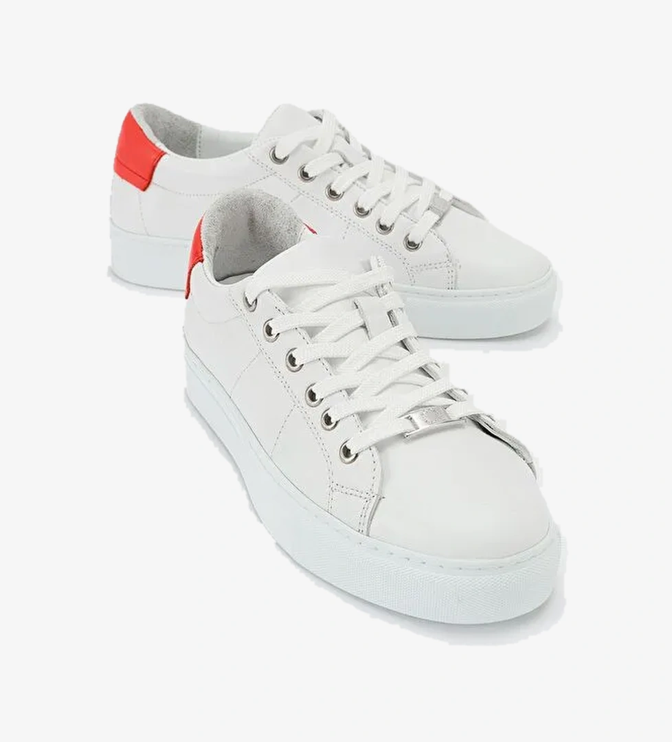 AYVERIE Beyaz Hakiki Deri Kadın Sneakers - Görsel 1