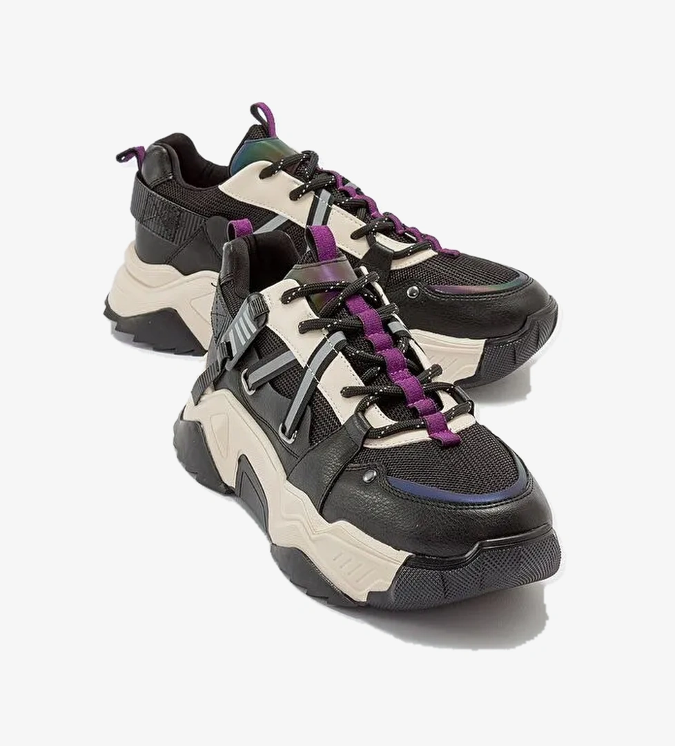 LEONA Siyah Mor Kadın Spor Sneakers - Görsel 1