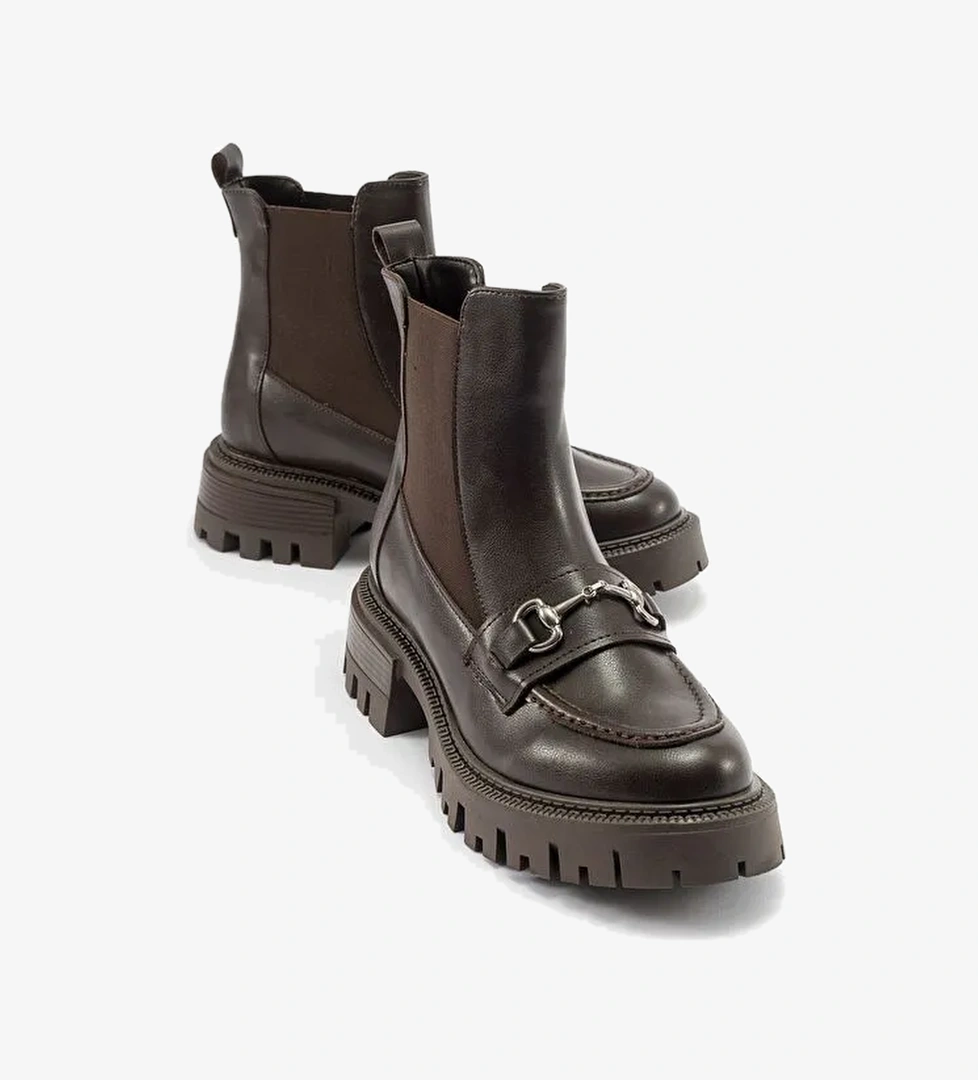 VESPER Kahverengi Tokalı Kadın Chelsea Bot - Görsel 1