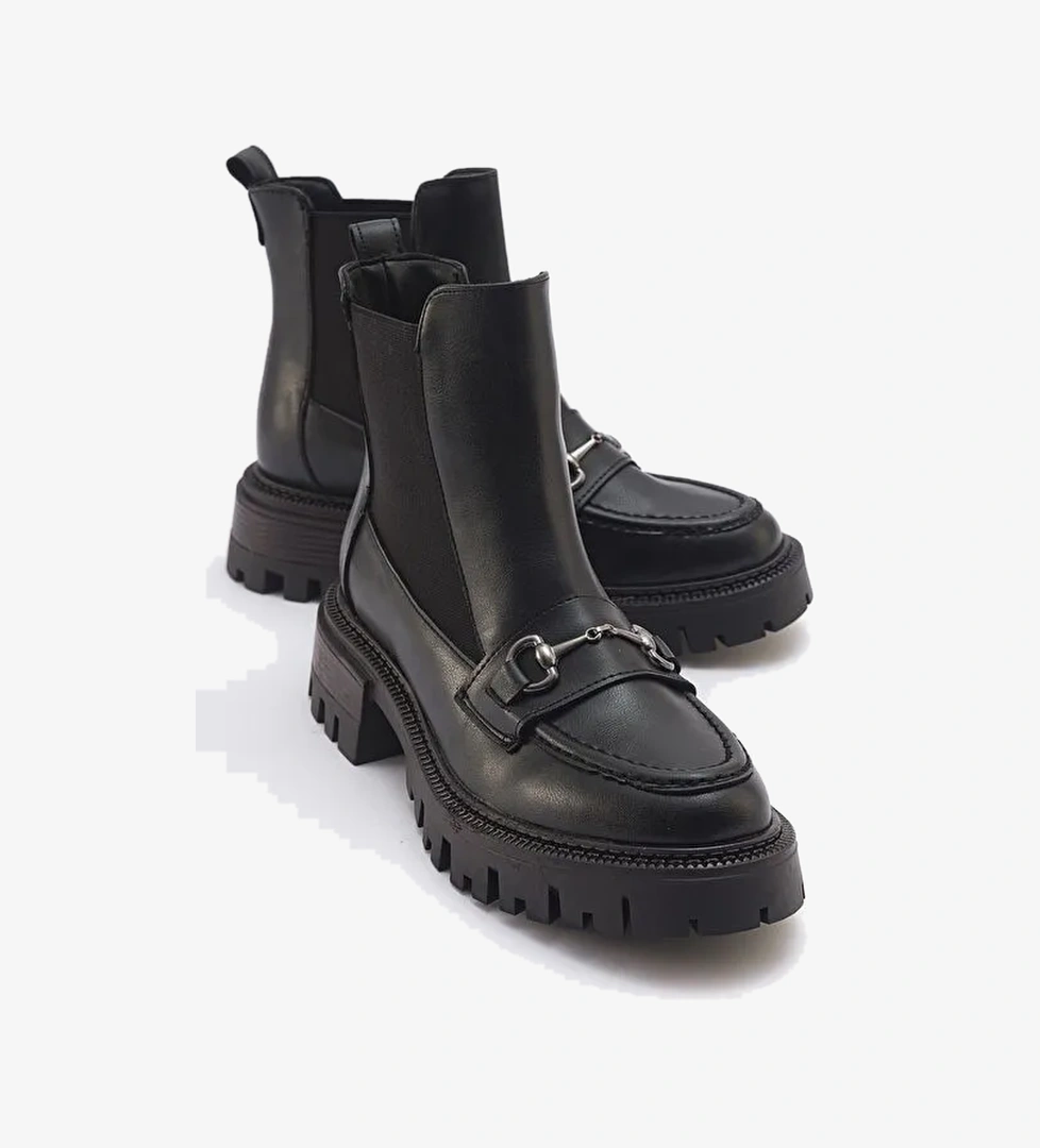 VESPER Siyah Tokalı Kadın Chelsea Bot - Görsel 1