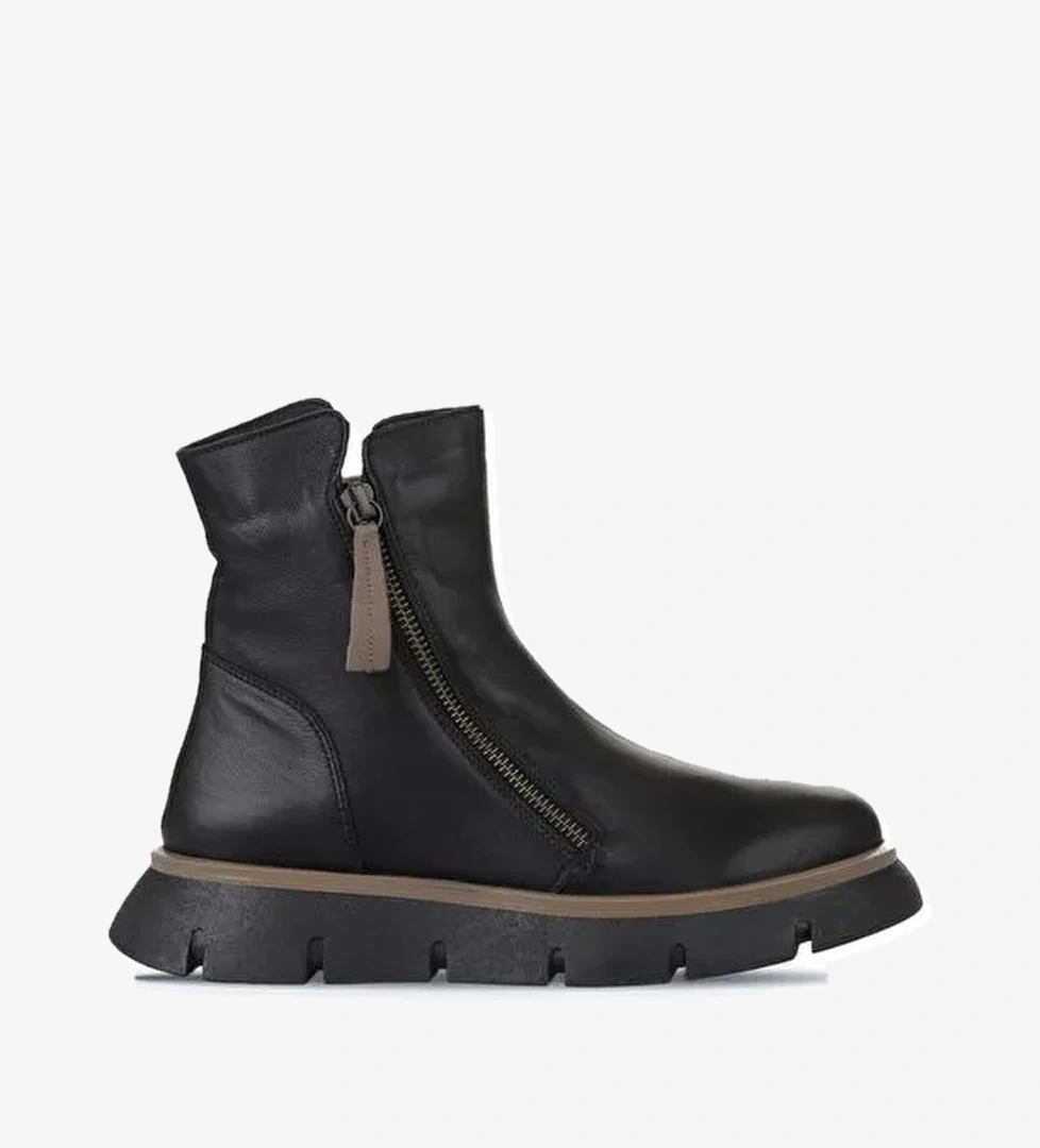 Bueno Shoes Siyah Gri Deri Kadın Bot 01wz1501 - Görsel 1