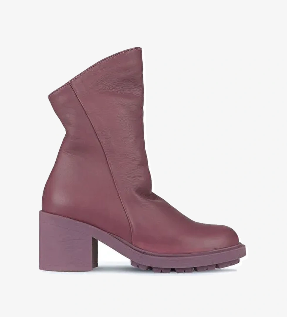 Bueno Shoes Mor Deri Kadın Topuklu Bot 01wz7905 - Görsel 1