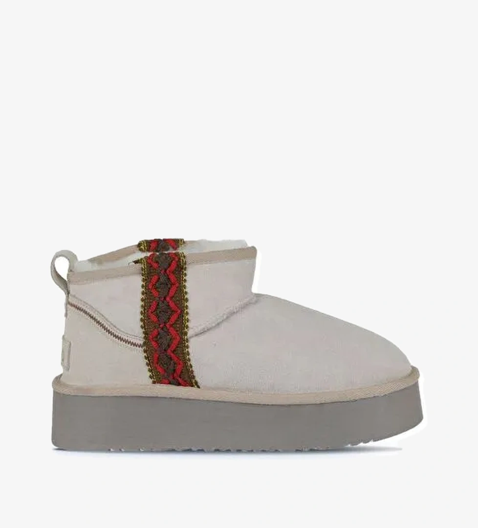 Bueno Shoes Bej Süet Kadın Dolgu Topuklu Bot 05ag2094054 - Görsel 1