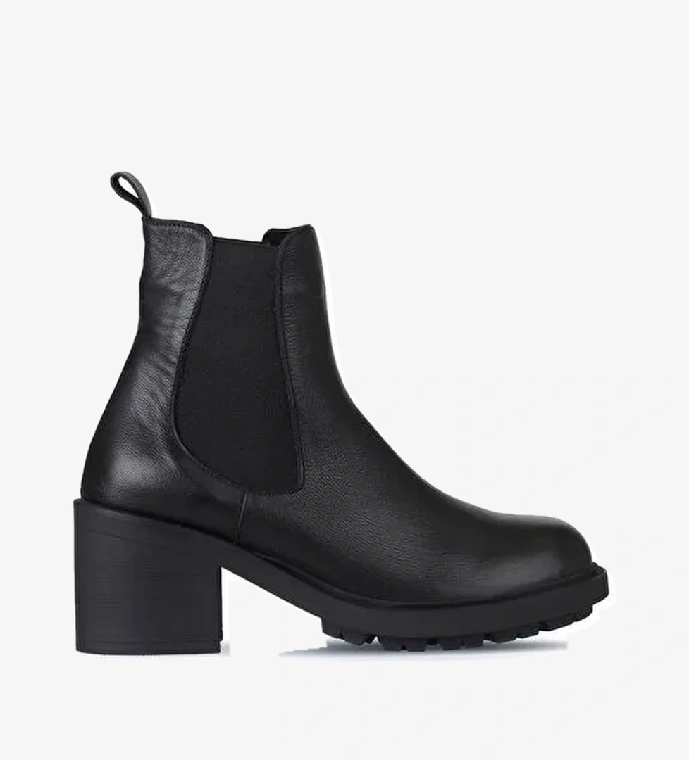 Bueno Shoes Siyah Deri Kadın Topuklu Bot 01wz7902 - Görsel 1