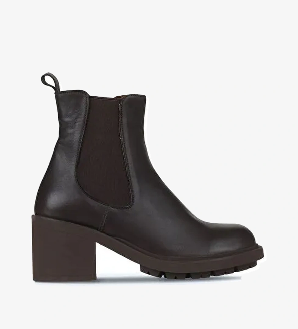 Bueno Shoes Kahverengi Deri Kadın Topuklu Bot 01wz7902 - Görsel 1