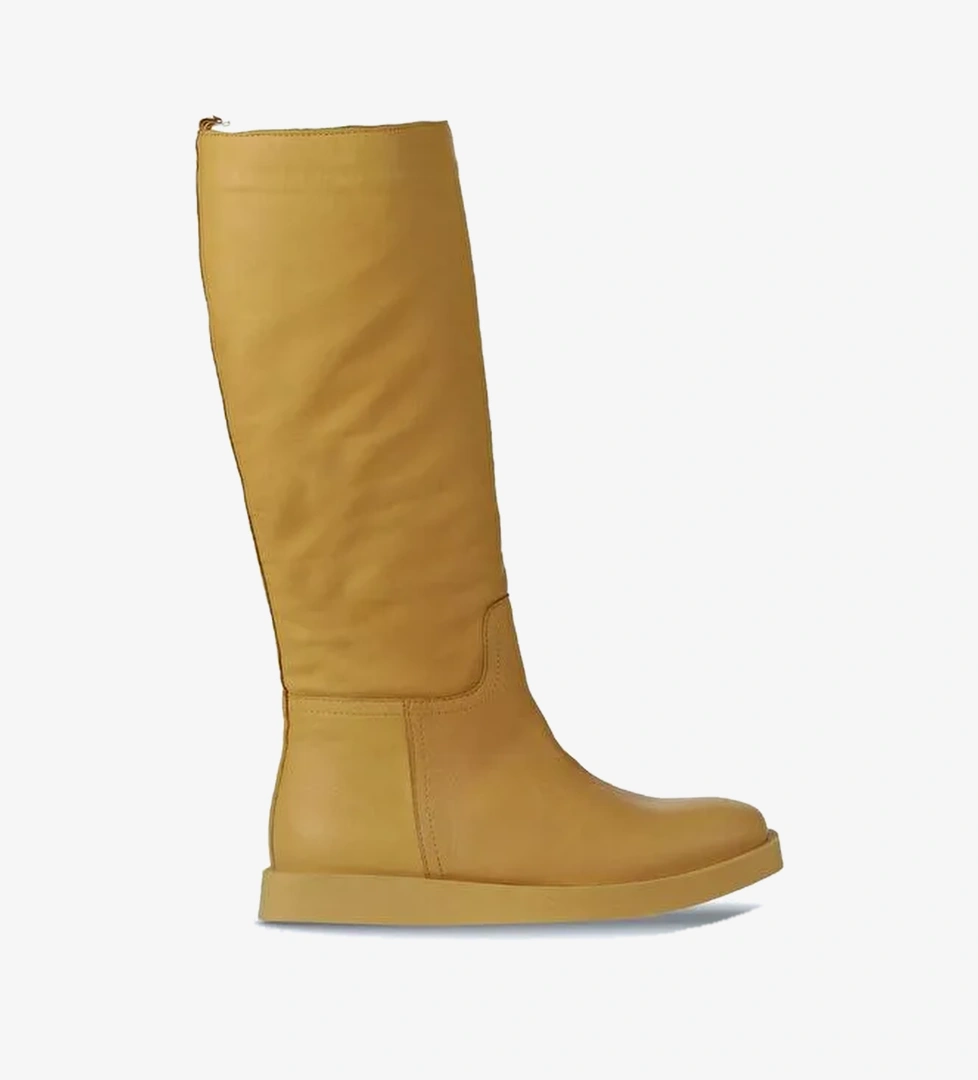 Bueno Shoes Sarı Deri Kadın Düz Çizme 01wv9705