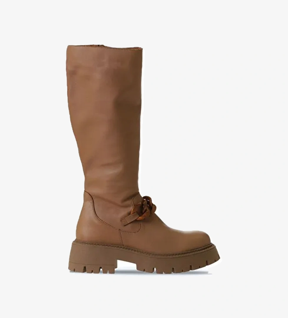 Bueno Shoes Taba Açık Deri Kadın Düz Çizme 01wv3119 - Görsel 1