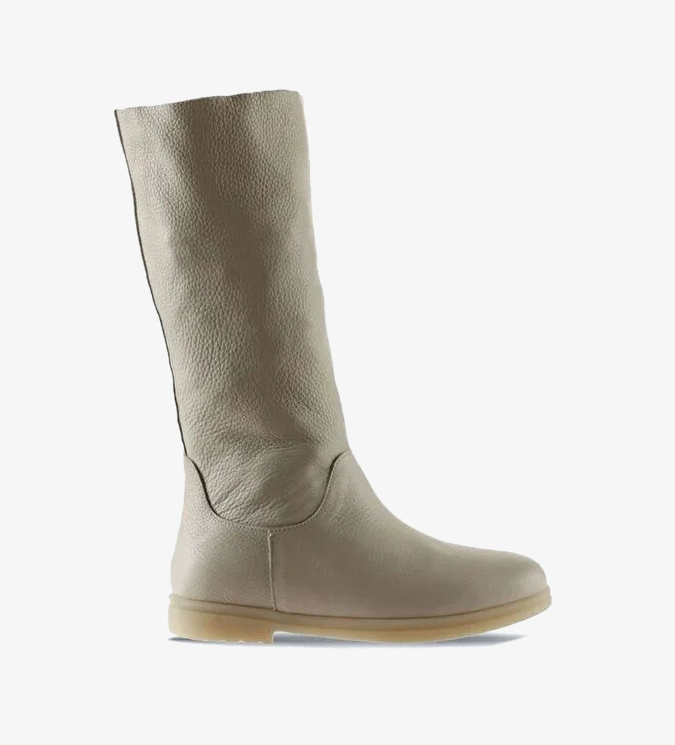 Bueno Shoes Bej Flotter Deri Kadın Düz Çizme 01wt3306