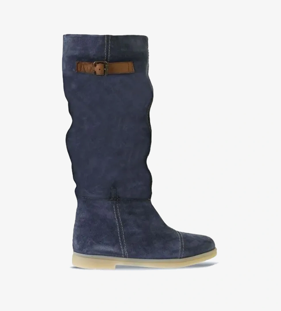 Bueno Shoes Mavi Süet Kadın Düz Çizme 01wt3314