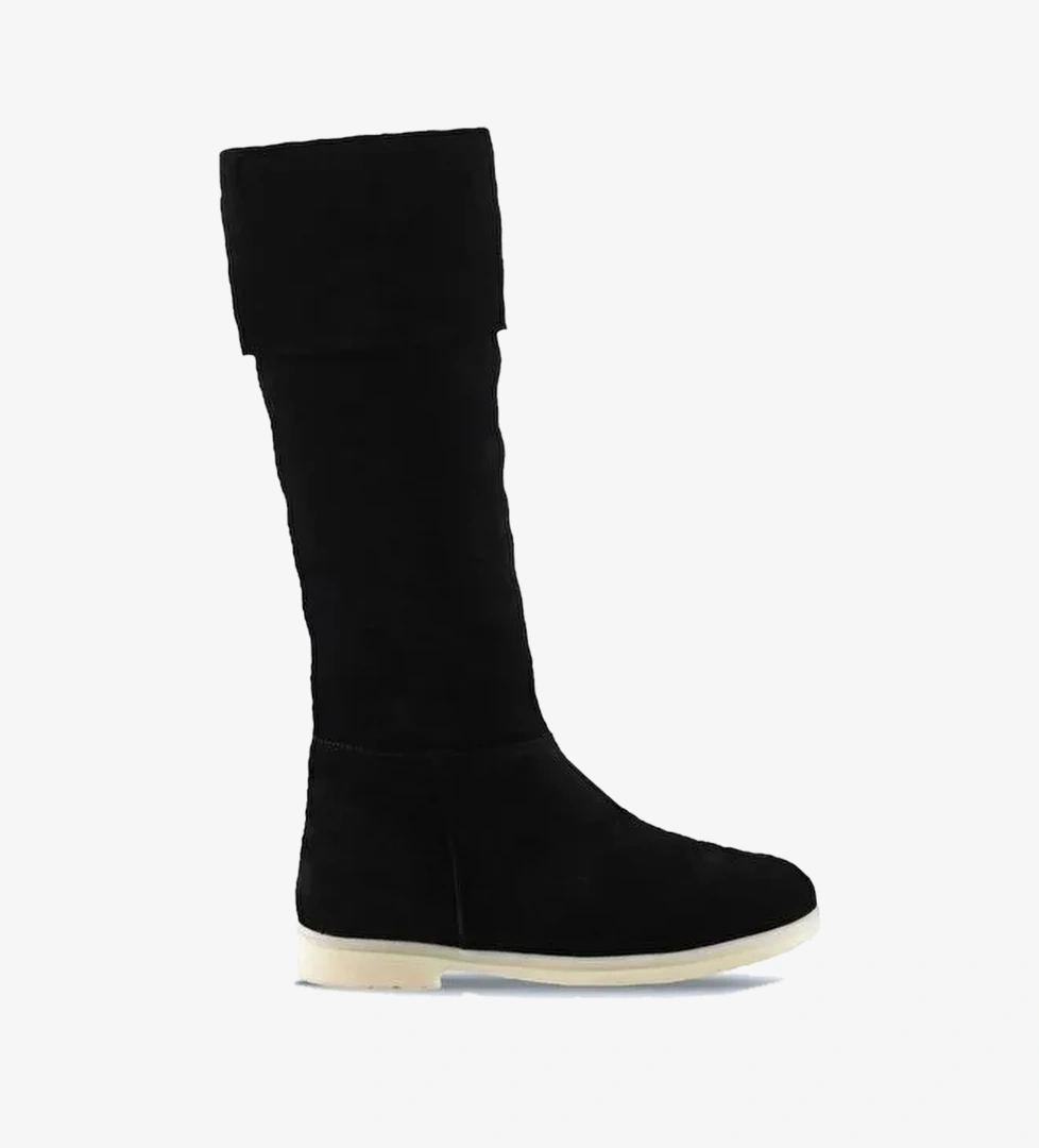 Bueno Shoes Siyah Süet Kadın Düz Çizme 01wt3307