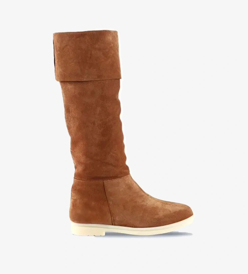 Bueno Shoes Taba Açık Süet Kadın Düz Çizme 01wt3307 - Görsel 1