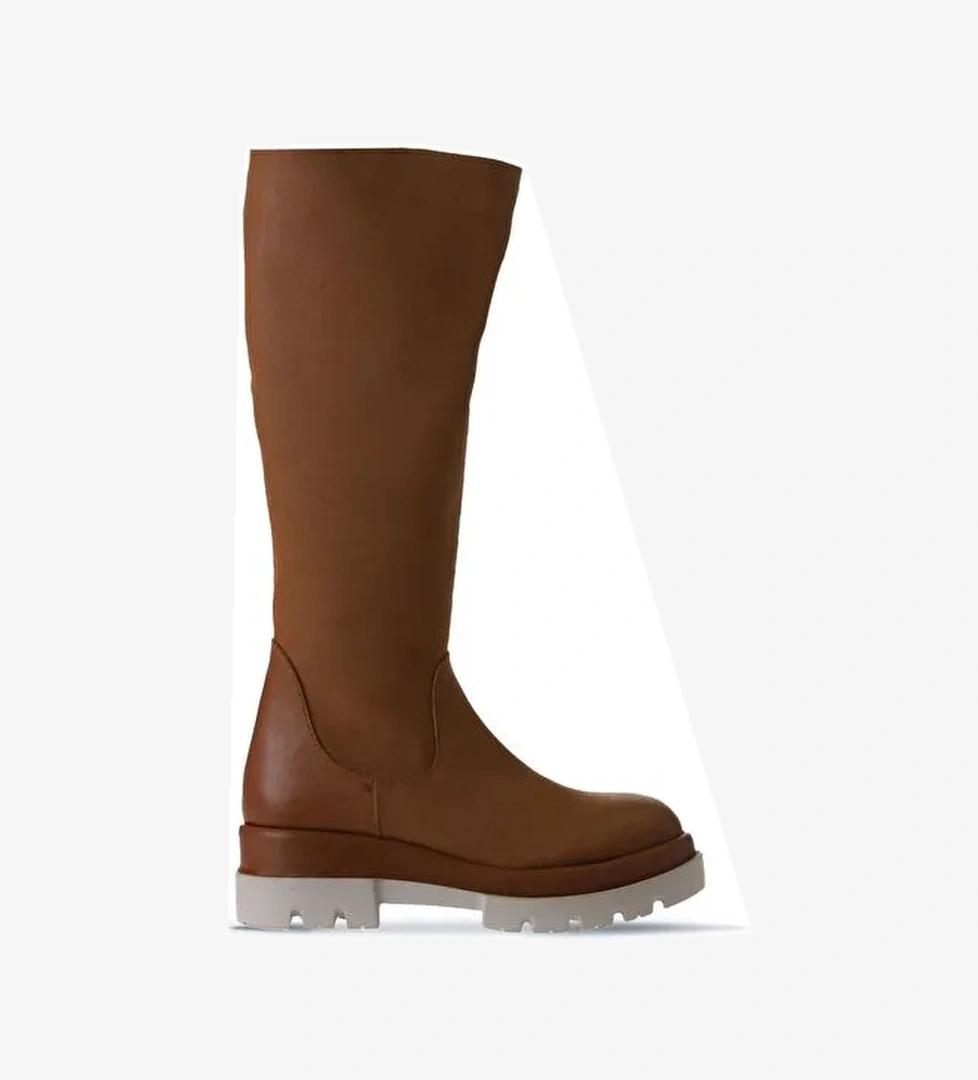 Bueno Shoes Taba Deri Kadın Düz Çizme 01wv2906 - Görsel 1