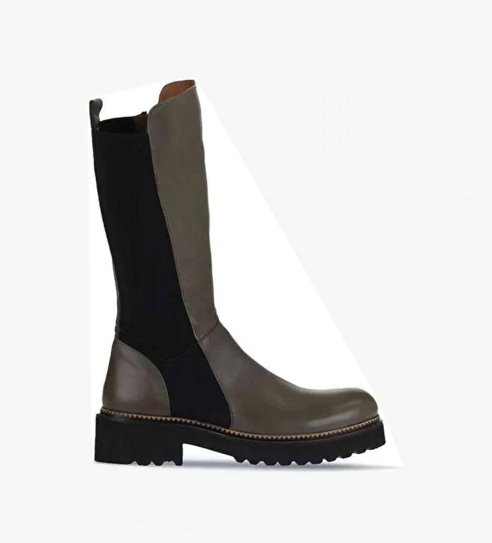 Bueno Shoes Haki Deri Kadın Düz Çizme 01wt0803 - Görsel 1