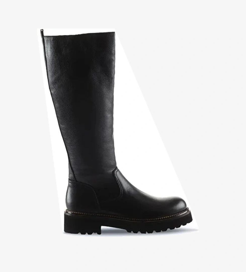 Bueno Shoes Siyah Flotter Deri Kadın Düz Çizme 01wt0804 - Görsel 1