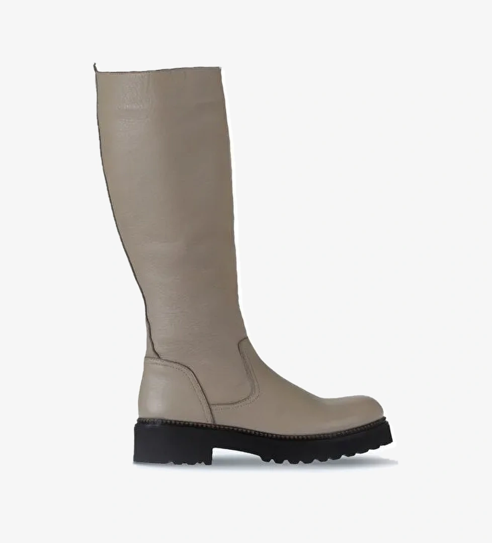 Bueno Shoes Gri Flotter Deri Kadın Düz Çizme 01wt0804 - Görsel 1