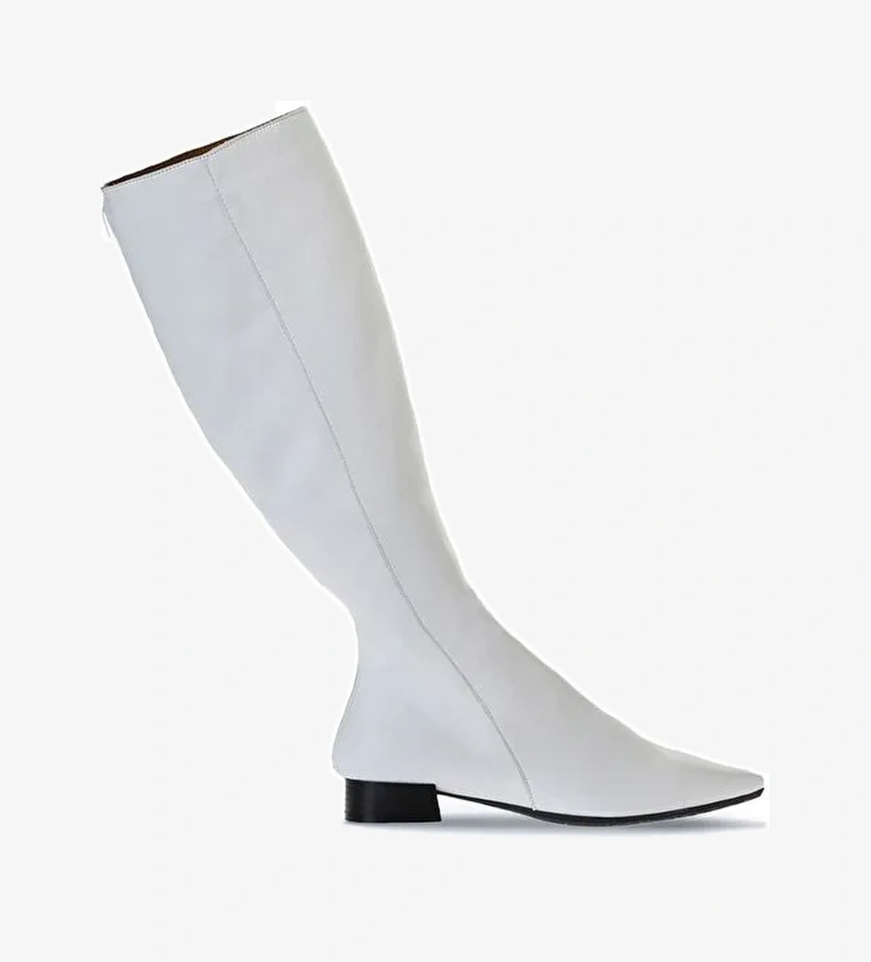 Bueno Shoes Beyaz Deri Kadın Düz Çizme 01wr3009 - Görsel 1