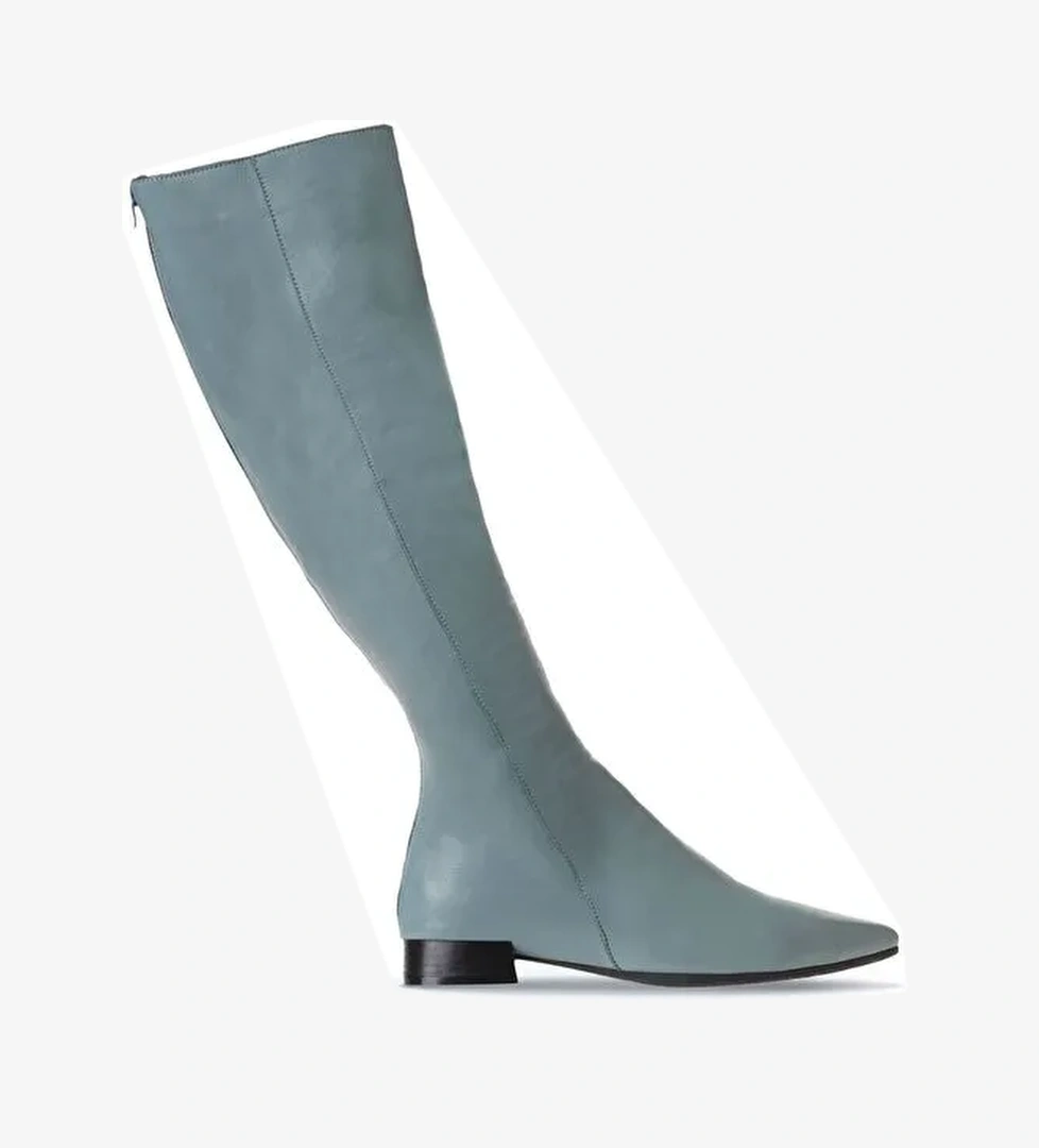 Bueno Shoes Mavi Deri Kadın Düz Çizme 01wr3009 - Görsel 1