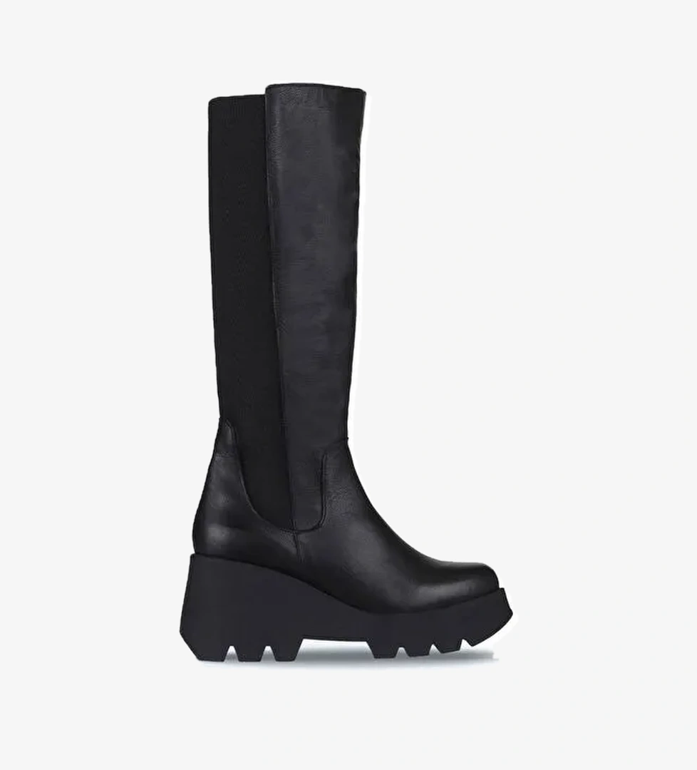 Bueno Shoes Siyah Deri Kadın Dolgu Topuklu Çizme 01wz8405 - Görsel 1