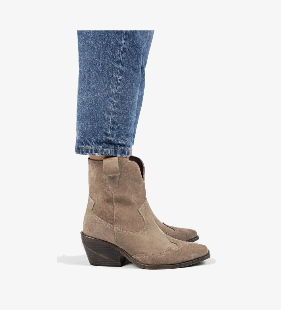 Manijero Ellinor Kadın Hakiki Deri Western Vizon Bot - Görsel 1